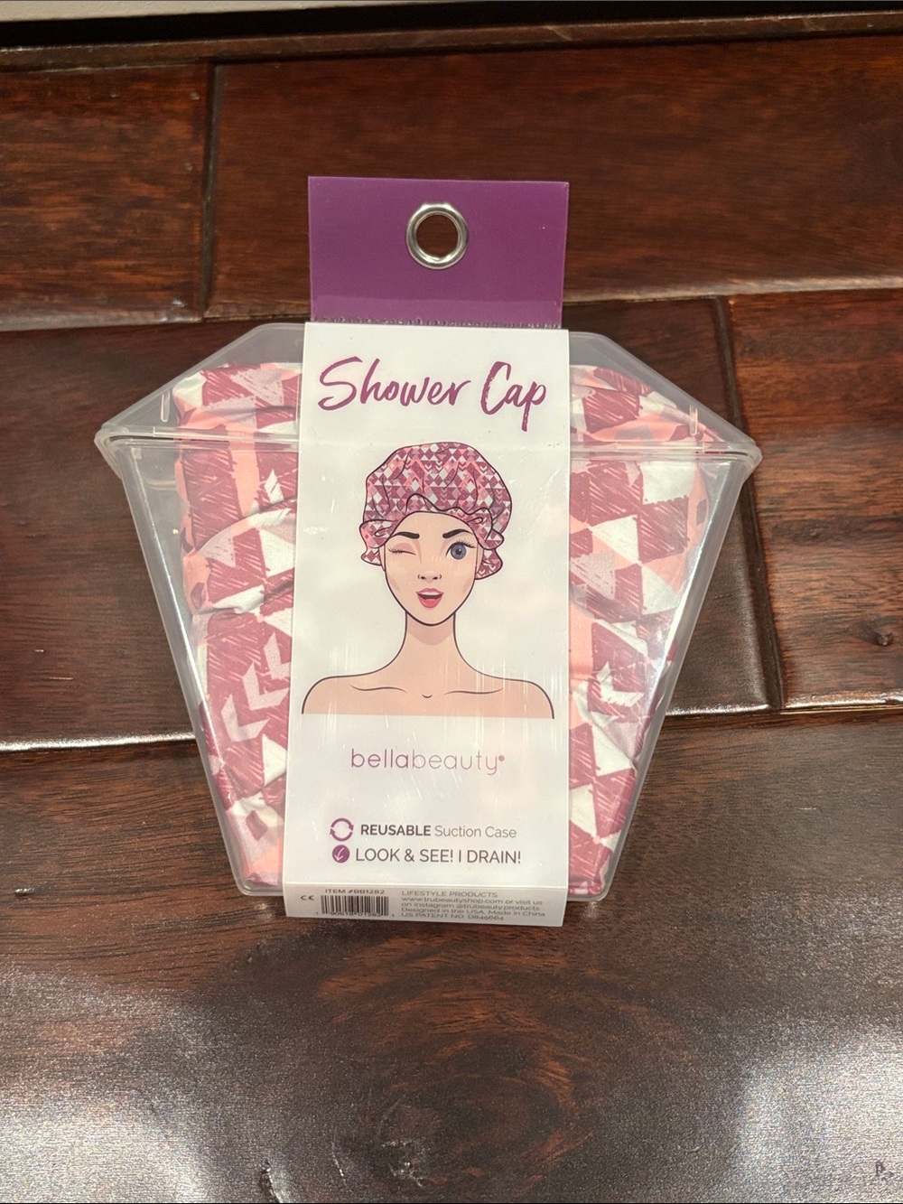 bellabeauty Pink Patterned Reusable Shower Cap